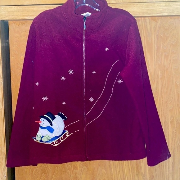 Vintage Christopher and Banks, winter  Sherpa fleece jacket 90’s Y2K Christmas - Picture 1 of 5